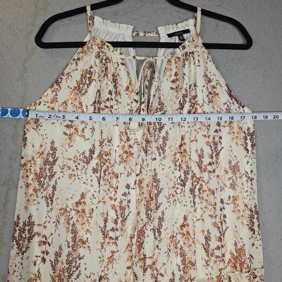 Drew Women XS Maxi Dress Floral Leaves Keyhole Tiered Flowy Vacation Boho Hippie - Picture 8 of 13